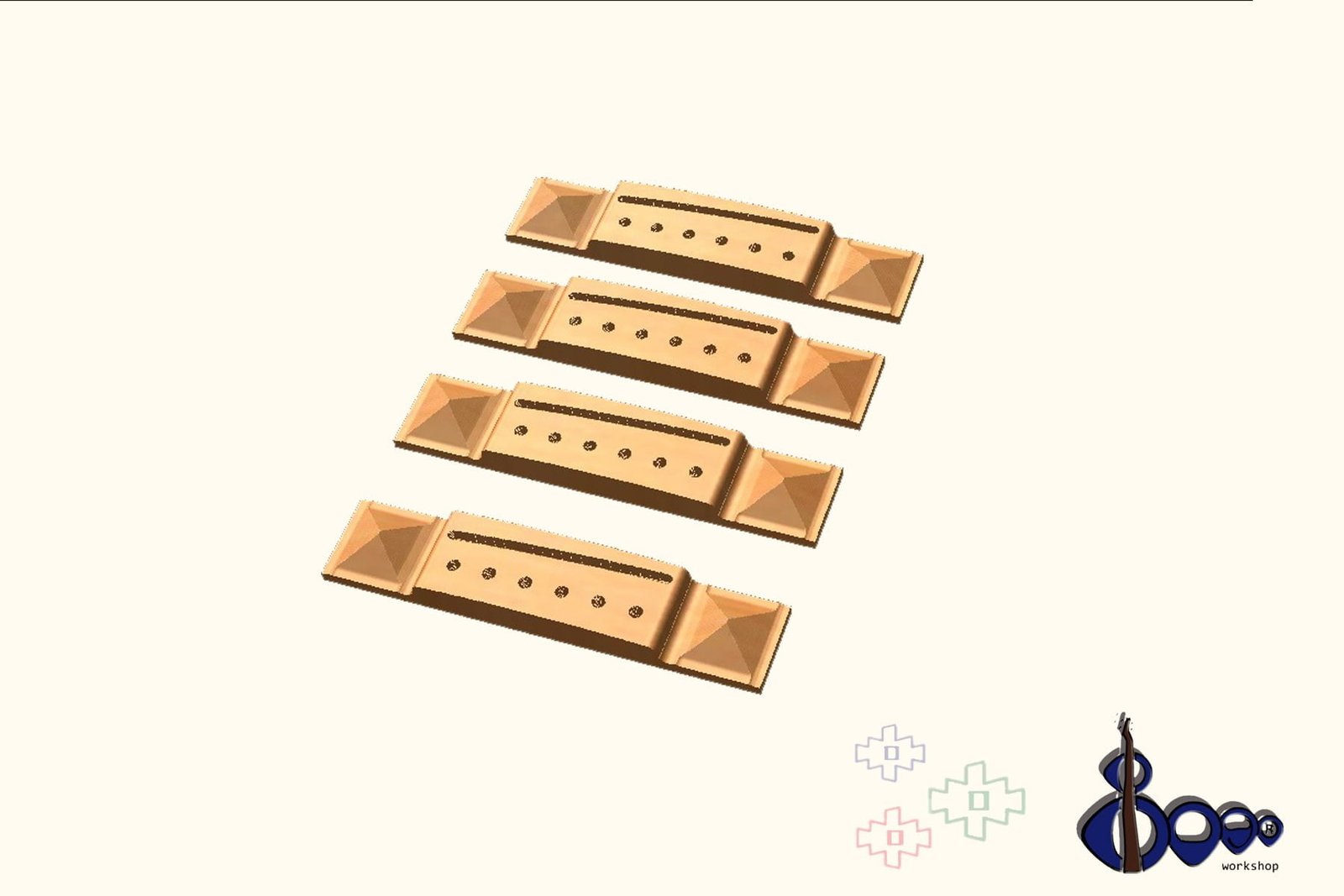 Hand-Crafted Parlor Bridges (M-1) 7 Bridge for acoustic guitar Parlor 1