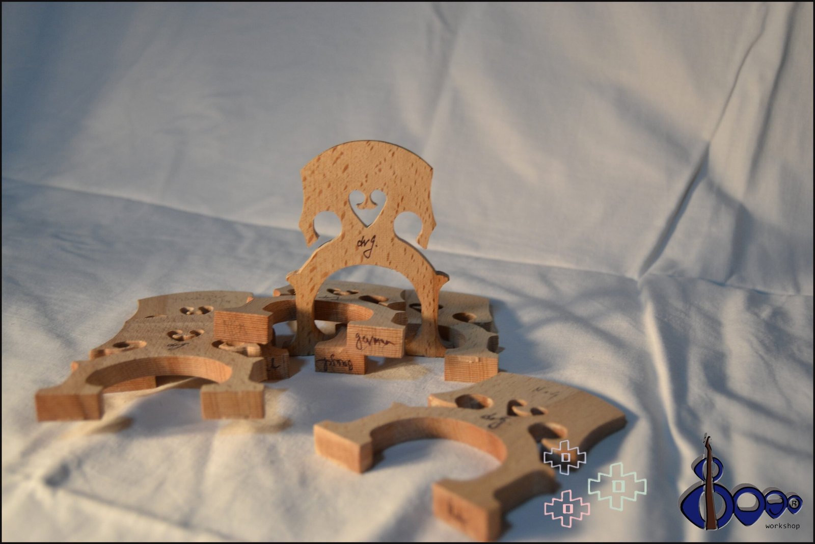 Fitted Cello Bridge studio-ready carved blank by dr G – maple or ash – all sizes