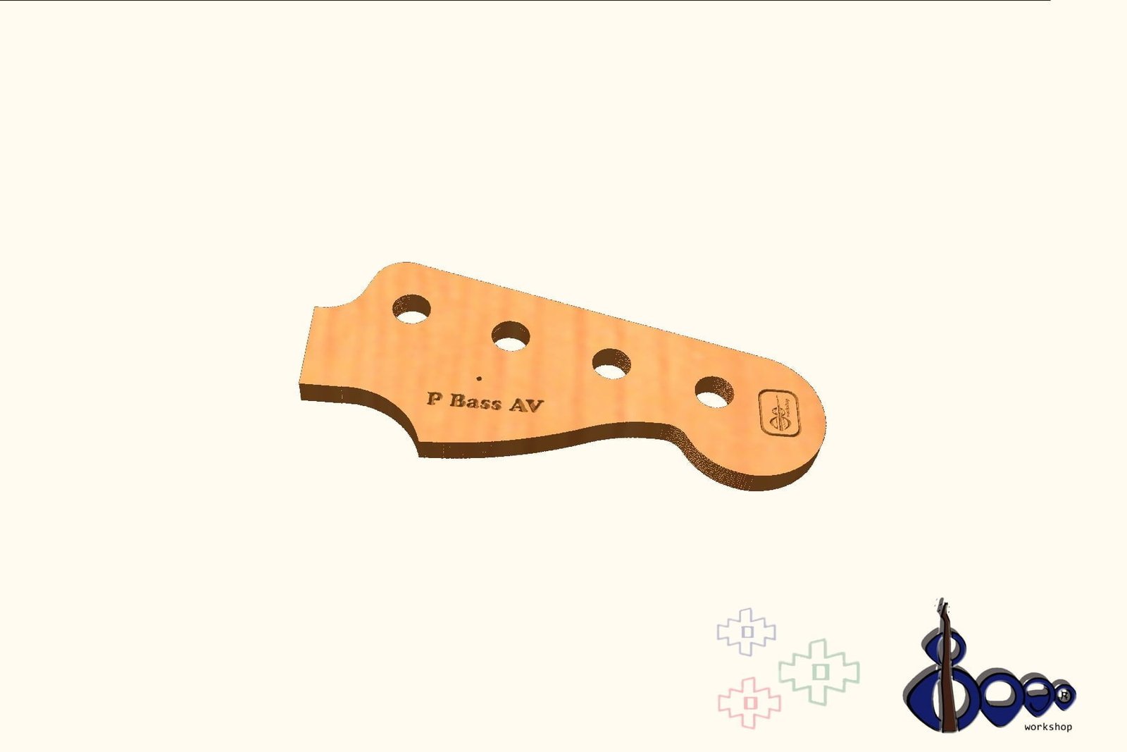 Headstock routing template for Fender P Bass AV 2 Headstock routing template for Fender P Bass AV