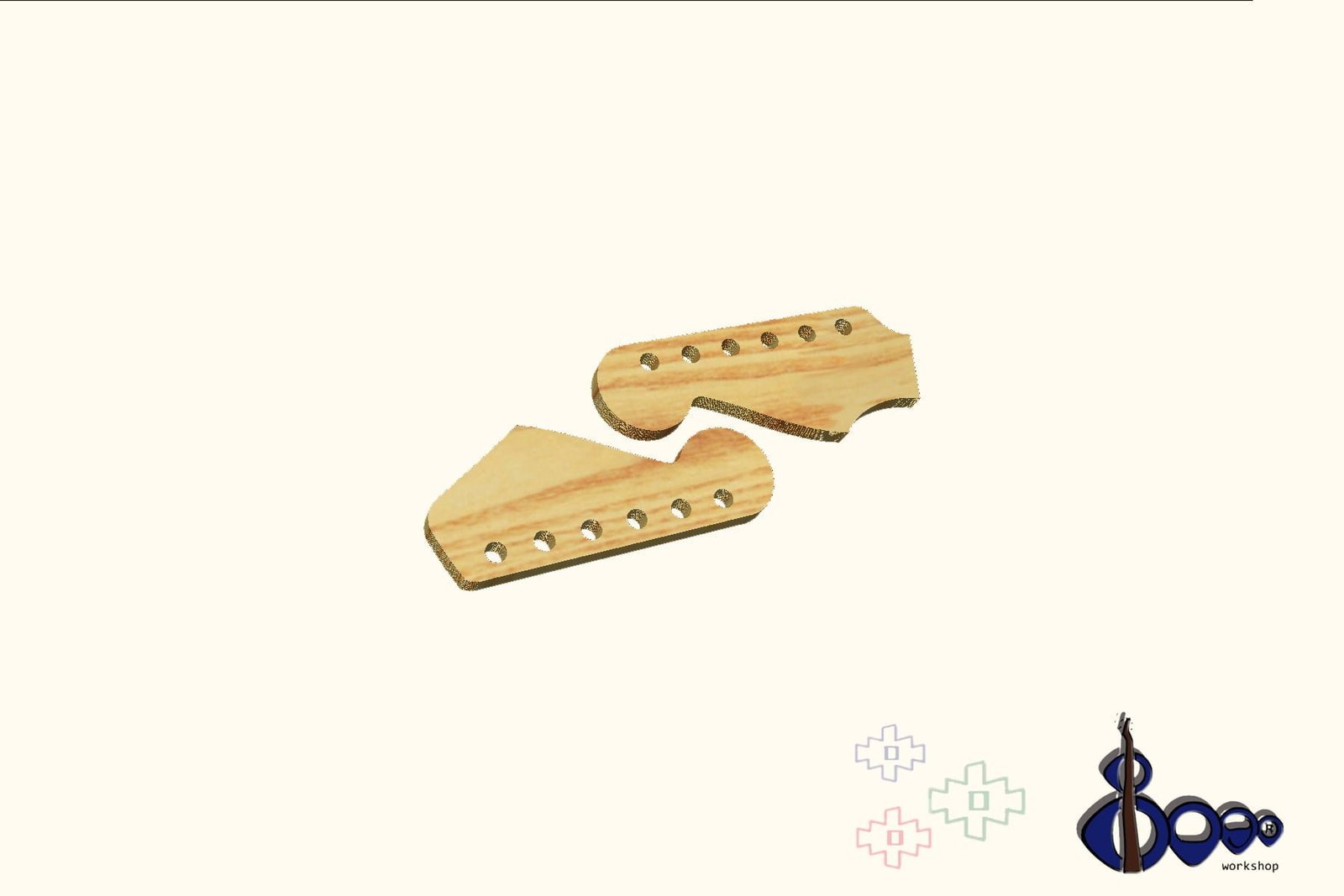 Fender headstock routing template (M-12/20) 4 Fender headstock routing template (M-12/20)