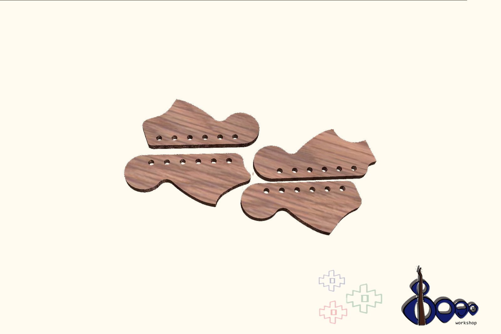 Fender headstock routing template (M-14/20) 3 Fender headstock routing template (M-14/20)