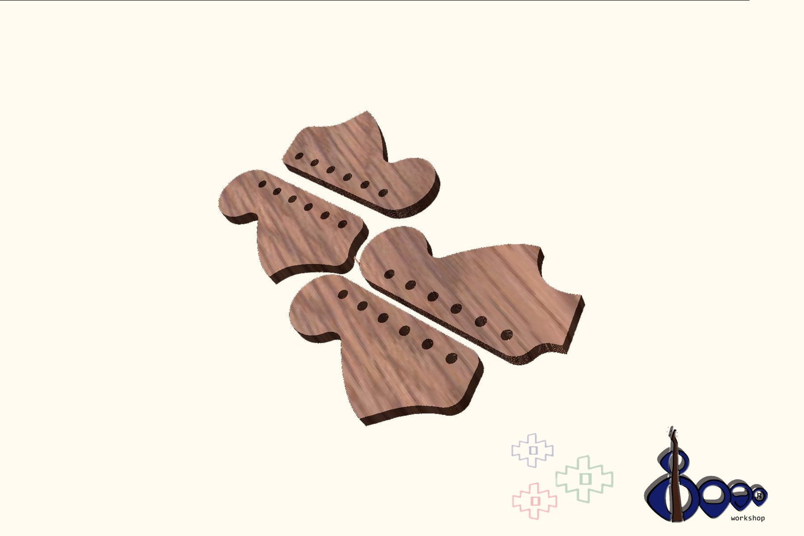 Fender headstock routing template (M-14/20) 4 Fender headstock routing template (M-14/20)