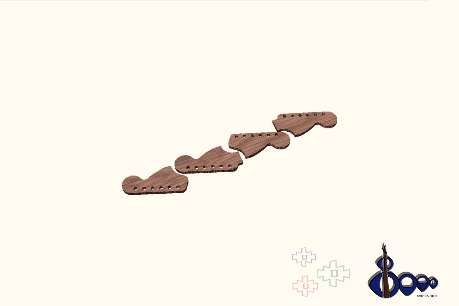 Fender headstock routing template (M-17/20) 4 Fender headstock routing template (M-17/20)