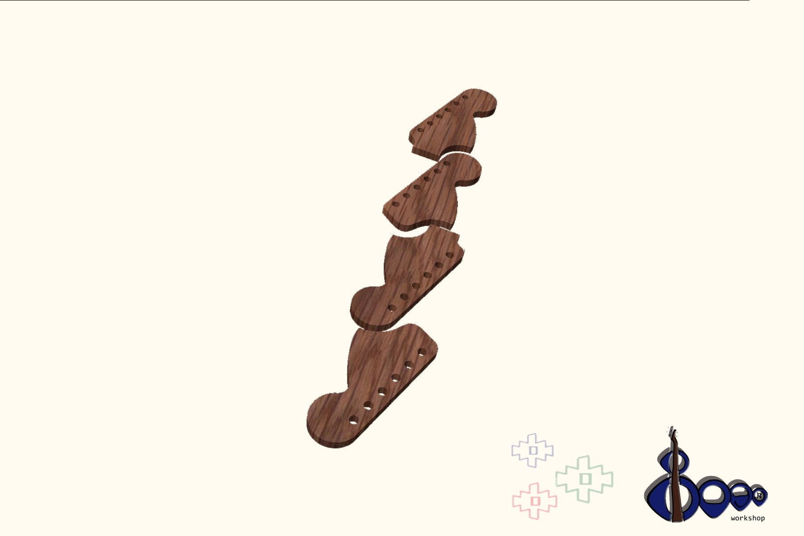 Fender headstock routing template (M-17/20) 2 Fender headstock routing template (M-17/20)