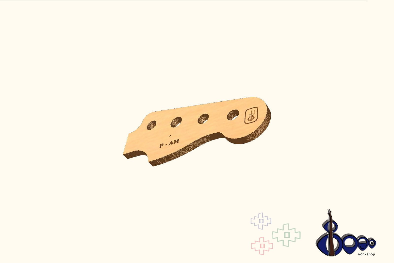 Headstock routing template for Fender P Bass AM