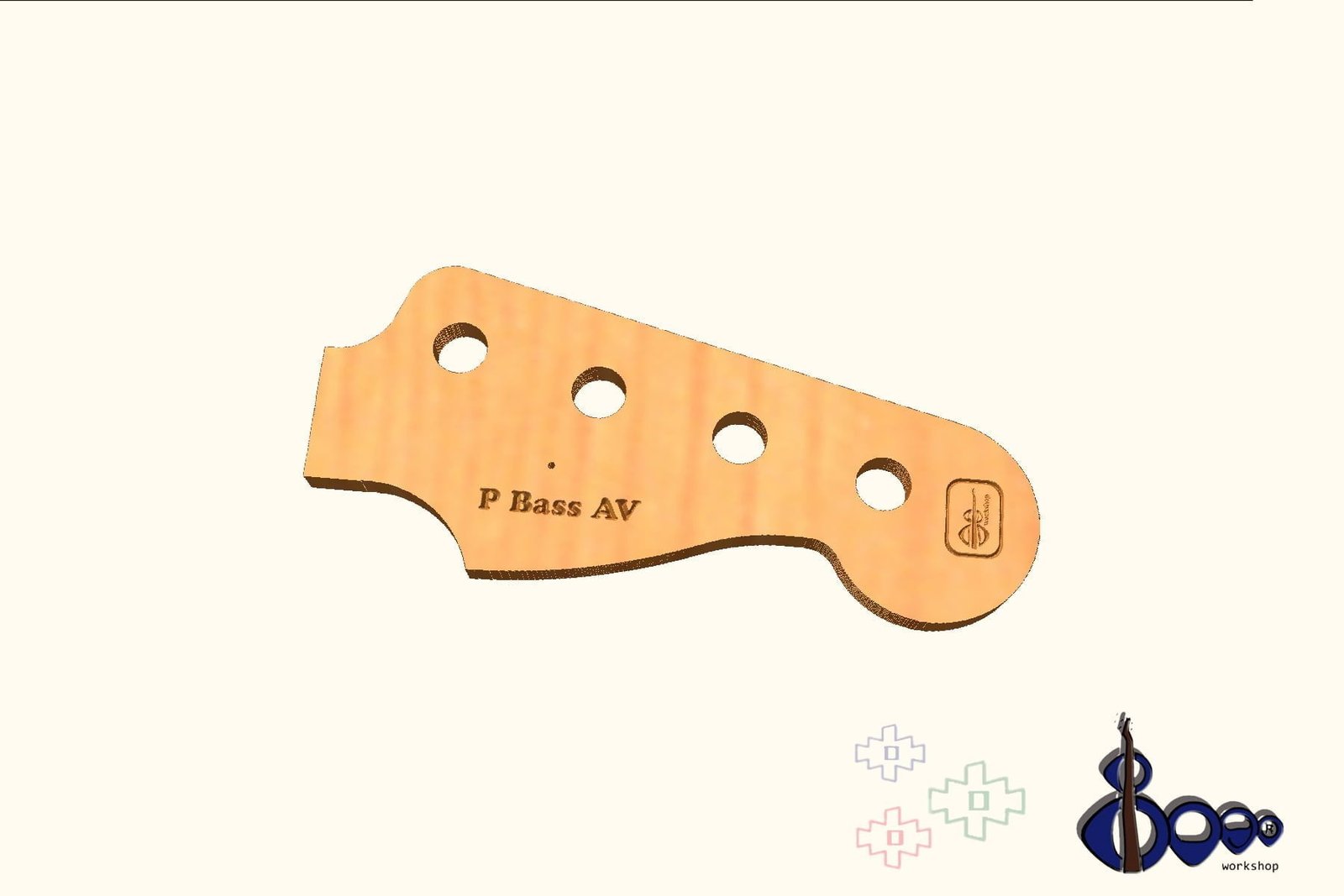 Headstock routing template for Fender P Bass AV