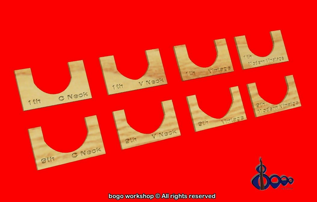 Neck profile templates for Acoustic/ Western guitars 2 Neck profile templates for Acoustic/ Western guitars