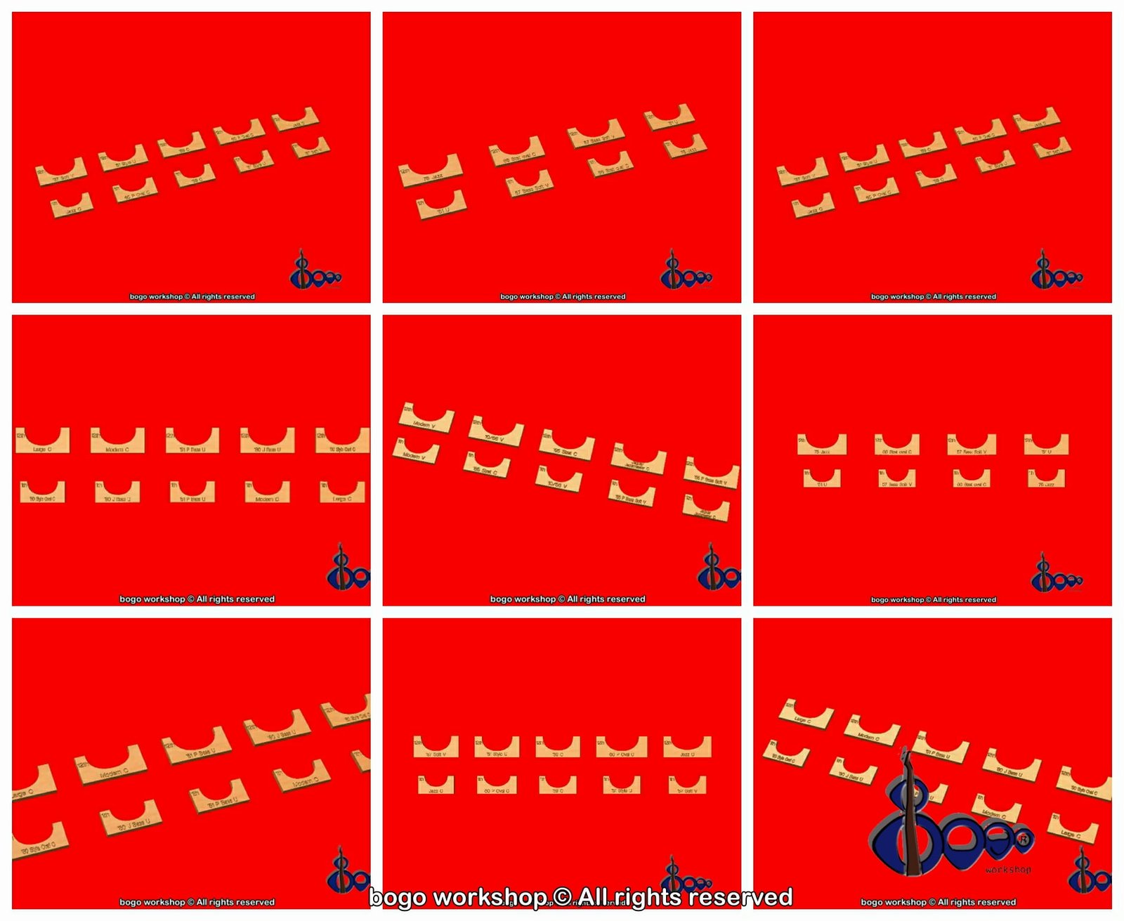 Neck profile templates for guitars and bass guitars